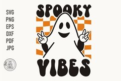 Spooky Vibes SVG design use for funny Halloween shirts, mugs, tumblers, phone cases and more. Checkered ghost svg design also print as small stickers or decals