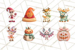 Halloween &amp; Christmas Clipart PNG, Stitched Felt Holiday Product Image 3