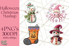 Halloween &amp; Christmas Clipart PNG, Stitched Felt Holiday Product Image 1