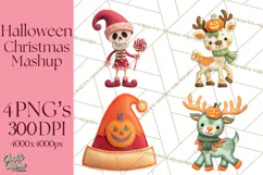 Halloween & Christmas Clipart PNG, Stitched Felt Holiday Product Image 1