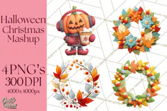 Halloween & Christmas Clipart PNG, Stitched Felt Holiday Product Image 1