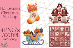 Halloween &amp; Christmas Clipart PNG, Stitched Felt Holiday Product Image 1