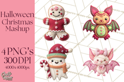 Halloween &amp; Christmas Clipart PNG, Stitched Felt Holiday Product Image 1