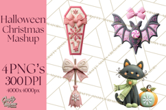 Halloween &amp; Christmas Clipart PNG, Stitched Felt Holiday Product Image 1