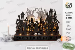 Halloween Haunted Village Stand Laser Cut. Halloween SVG Product Image 1