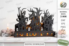 Halloween Haunted Village Stand Laser Cut. Halloween SVG Product Image 1