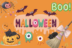 Cute Halloween Clipart Set Kawaii Style Characters Product Image 2