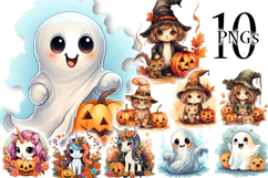 Cute Halloween Clipart for Kids Bundle 10 Transparent PNGs Product Image 3