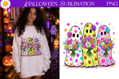 Floral Ghosts PNG | Cute Halloween Sublimation Art Product Image 1