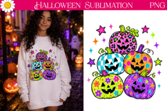 Colorful Pumpkins PNG | Halloween Sublimation Art Product Image 1