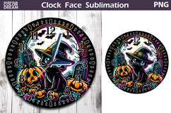 Black Cat Witch Hat Clock Face | Halloween Clock Design Product Image 1
