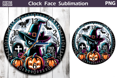 Black Cat Witch Hat Clock Face | Halloween Clock Design Product Image 1