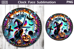 Black Cat Witch Hat Clock Face | Halloween Clock Design Product Image 1