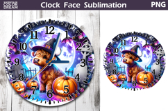 Highland Cow Witch Hat Clock Face | Halloween Clock Design Product Image 1