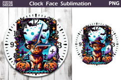 Highland Cow Witch Hat Clock Face | Halloween Clock Design Product Image 1