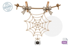 Halloween Clothes Line Clipart, Watercolor Clothesline Clip Product Image 1