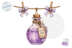 Halloween Clothes Line Clipart, Watercolor Clothesline Clip Product Image 1