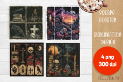 Vintage Halloween Square Coaster, Boo Ghost pig Product Image 1
