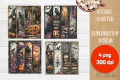 Vintage Halloween Square Coaster, Boo Ghost pig Product Image 1
