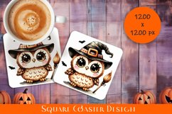 Cute owls Coaster Design. Halloween Coaster Sublimation Product Image 1