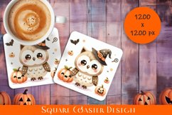 Cute owls Coaster Design. Halloween Coaster Sublimation Product Image 1