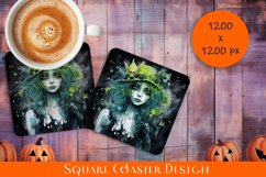 Beautiful Girl Square Coaster | halloween Colorful Design Product Image 1