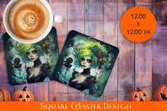 Beautiful Girl Square Coaster | halloween Colorful Design Product Image 1