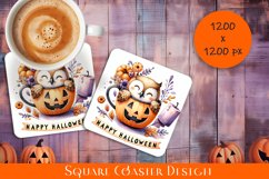 Cute owls Coaster Design. Halloween Coaster Sublimation Product Image 1