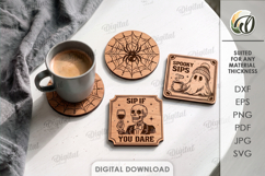 Halloween Coasters Bundle Laser Cut. Drink Coaster SVG Product Image 7