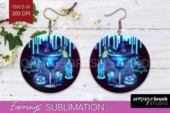Neon Halloween Round Earrings, Cocktail Earrings Sublimation Product Image 1