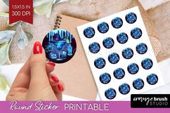 Neon Halloween Round Sticker - Cocktail Printable Stickers Product Image 1