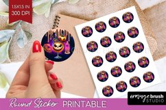 Neon Halloween Round Sticker - Cocktail Printable Stickers Product Image 1