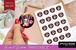 Neon Halloween Round Sticker - Cocktail Printable Stickers Product Image 1