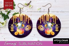 Neon Halloween Round Earrings, Cocktail Earrings Sublimation Product Image 1