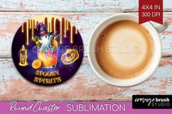 Neon Halloween Round Coaster - Cocktail Coaster Sublimation Product Image 1