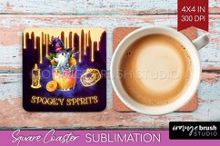 Neon Halloween Square Coaster - Cocktail Coaster Sublimation Product Image 1