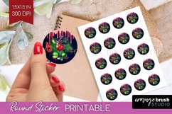 Neon Halloween Round Sticker - Cocktail Printable Stickers Product Image 1