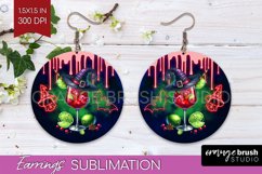 Neon Halloween Round Earrings, Cocktail Earrings Sublimation Product Image 1