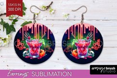 Neon Halloween Round Earrings, Cocktail Earrings Sublimation Product Image 1