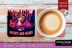 Neon Halloween Square Coaster - Cocktail Coaster Sublimation Product Image 1