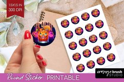 Neon Halloween Round Sticker - Cocktail Printable Stickers Product Image 1