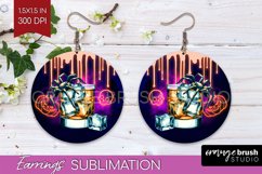 Neon Halloween Round Earrings, Cocktail Earrings Sublimation Product Image 1