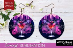 Neon Halloween Round Earrings, Cocktail Earrings Sublimation Product Image 1