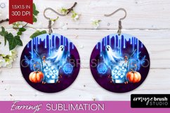 Neon Halloween Round Earrings, Cocktail Earrings Sublimation Product Image 1
