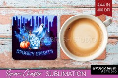 Neon Halloween Square Coaster - Cocktail Coaster Sublimation Product Image 1