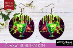 Neon Halloween Round Earrings, Cocktail Earrings Sublimation Product Image 1