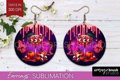 Neon Halloween Round Earrings, Cocktail Earrings Sublimation Product Image 1