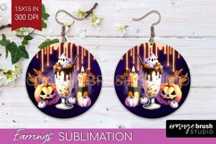 Neon Halloween Round Earrings, Cocktail Earrings Sublimation Product Image 1