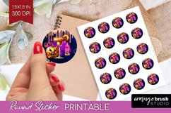 Neon Halloween Round Sticker - Cocktail Printable Stickers Product Image 1