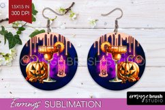 Neon Halloween Round Earrings, Cocktail Earrings Sublimation Product Image 1